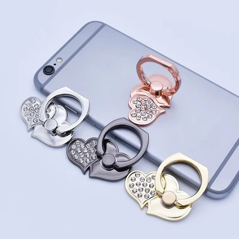 Luxury, Diamond Shiny Gems, Metal Phone Ring Holder – Rotatable, 360° Grip Stand Mount for Apple iPhone