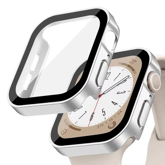 Premium Glass Screen Protector Case – Full Coverage, Straight Edge, Snap-On Protective Cover for 40mm to 49mm Smartwatches
