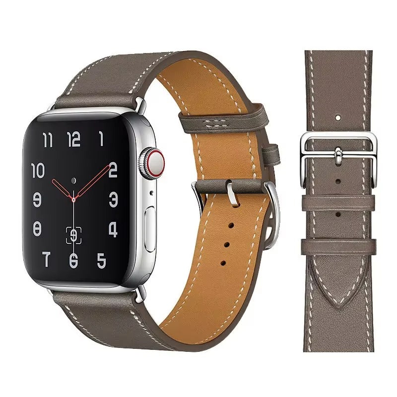 Luxury Genuine Leather Watch Band – Classic, Adjustable, Comfortable Strap for 40mm to 49mm Smartwatches, Men's and Women's 