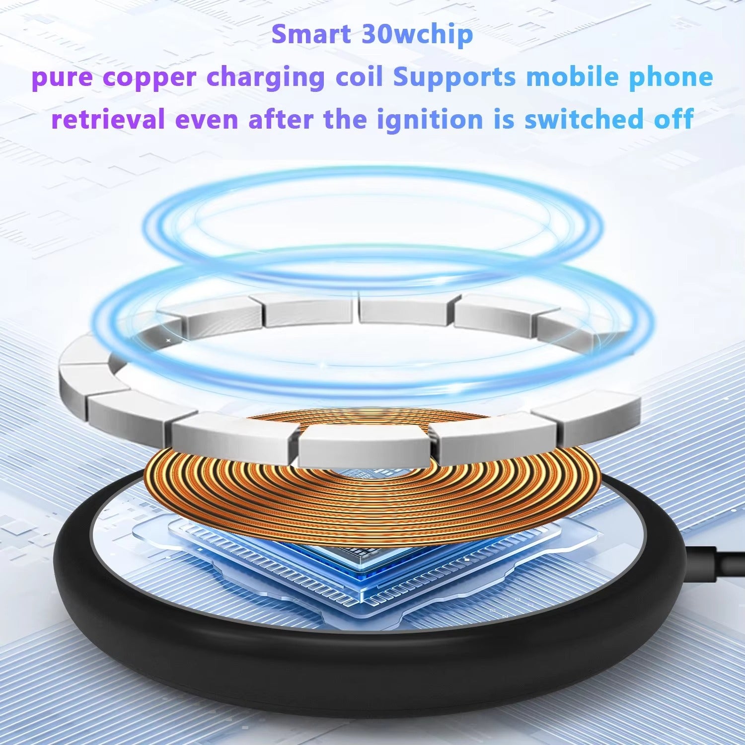 High-Speed 30W Magnetic Wireless Car Charger – Phone Holder Stand with Fast Charging, Dashboard or Vent Mount