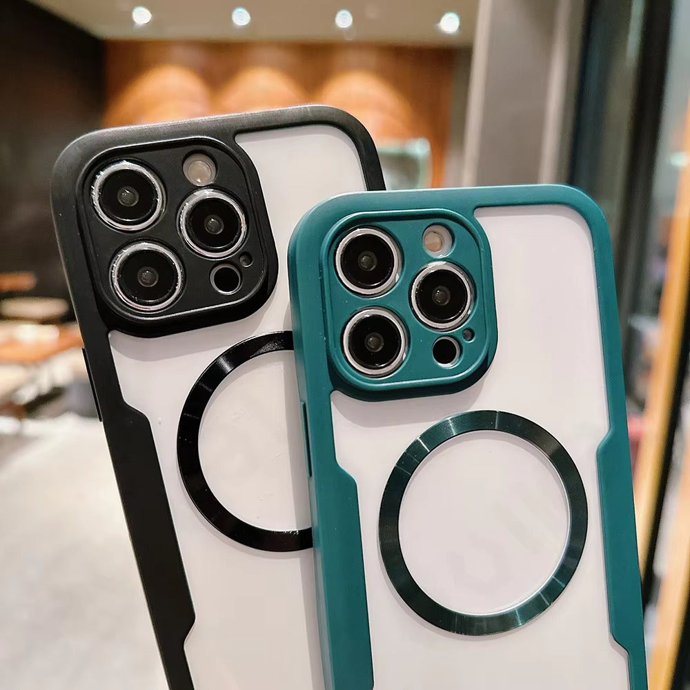 Luxury Apple iPhone Case MagSafe Compatible Ultra Thin Magnetic  All Around Protection Cover with Double Touch Clear Design