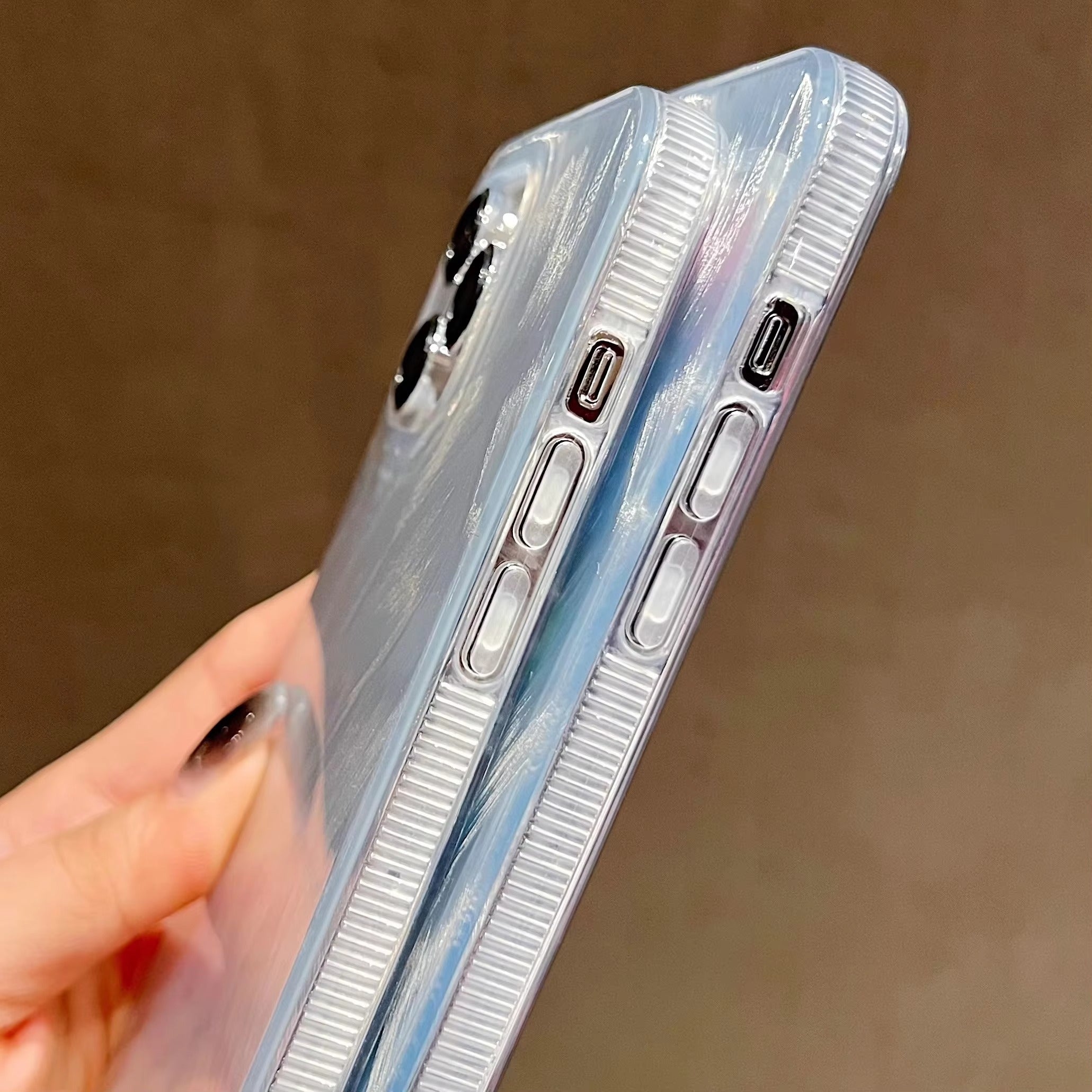 Luxury Apple iPhone Case, MagSafe Compatible, Camera Lens & Screen Protection, Ultra Thin, Shockproof, Magnetic Full All Around Cover – Laser Silver Gradient Silicone Case with Anti-Slip Edges & Soft Protective Design