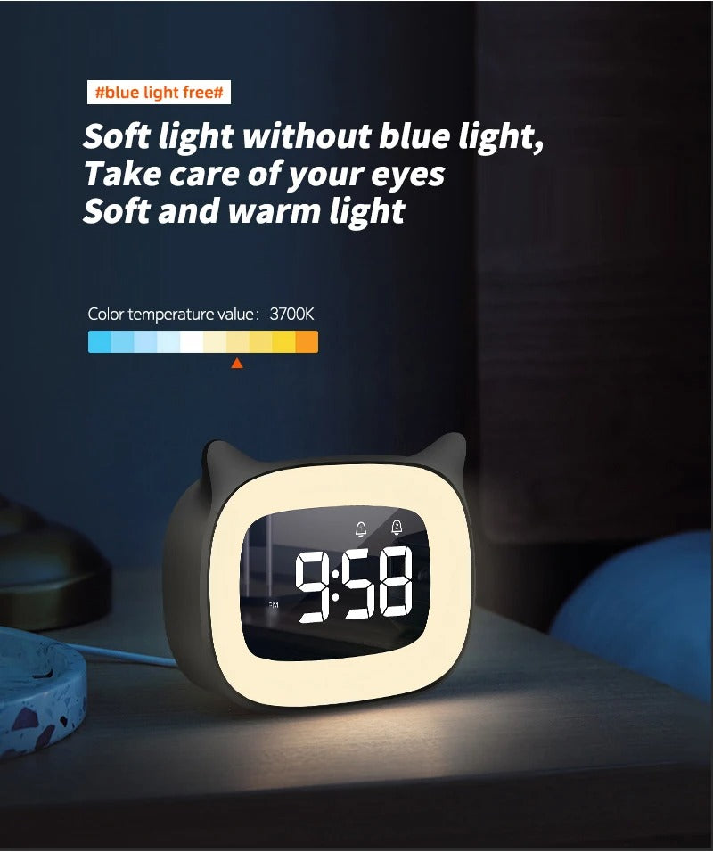 Premium Rechargeable LED Alarm Clock for iPhone Users – Touch Control Night Light,  Always-On Display, 12/24H Music Desk Clock
