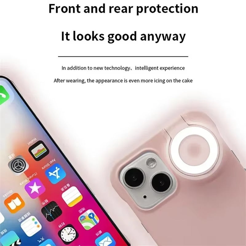Premium Apple iPhone Case, MagSafe Compatible, Camera Lens & Screen Protection, Ultra Thin, Shockproof, Magnetic Full All Around Cover – LED Selfie Ring Light Glow Case