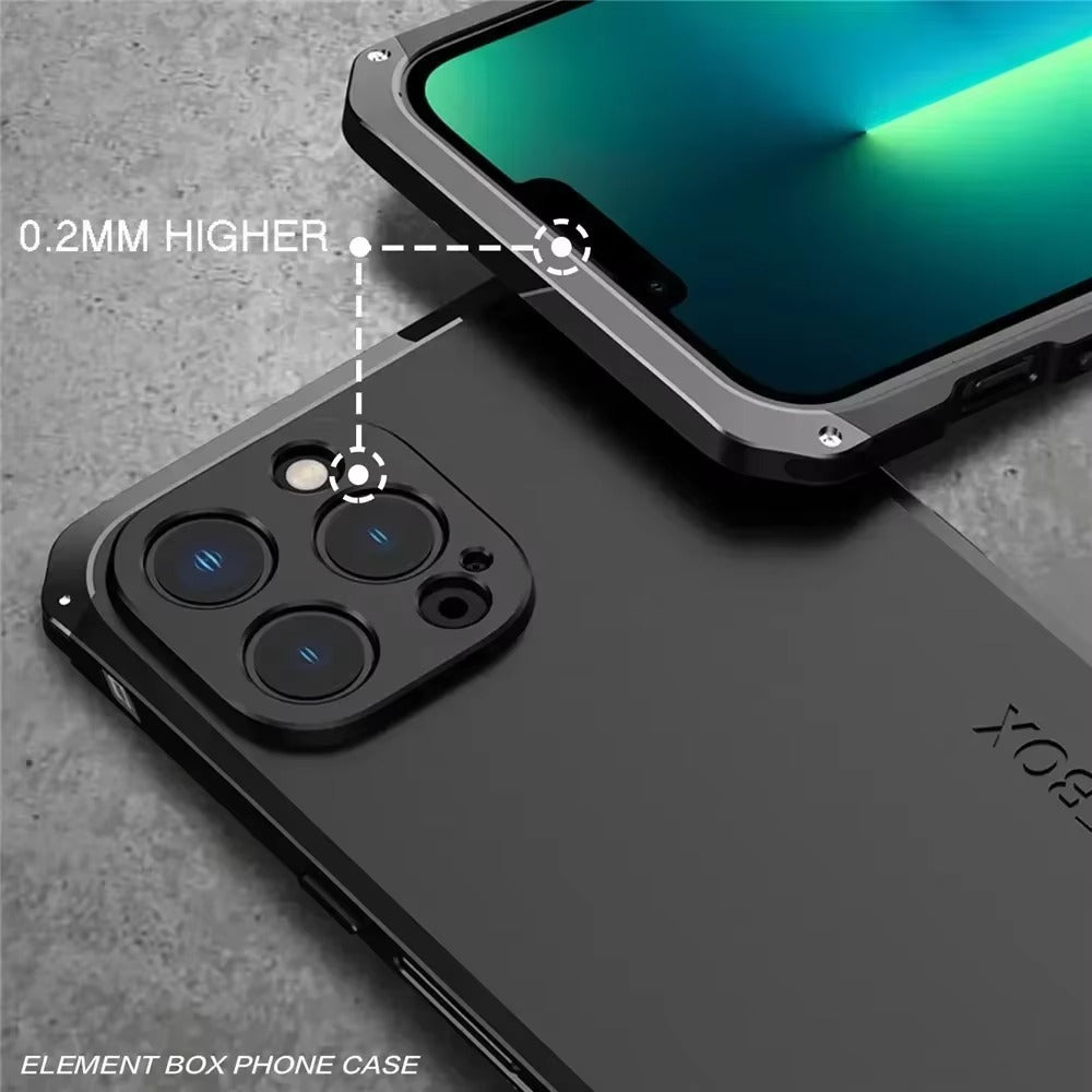 Robust Apple iPhone Case, MagSafe Compatible, Camera Lens & Screen Protection, Ultra Thin, Shockproof, Magnetic Full All Around Cover – Shockproof Metal Armor Case with Aluminum + PC Shell for Rugged Durability