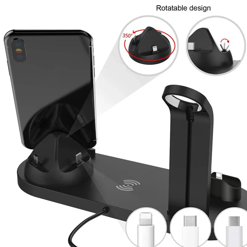 Premium 7-in-1 Wireless Charging Station for Apple iPhone, iOS & Android – Fast 30W Qi Charger Dock with USB-C, AirPods & Apple Watch Support, Multiple Device Charging, Overcharge Protection, Smart Charging Indicator