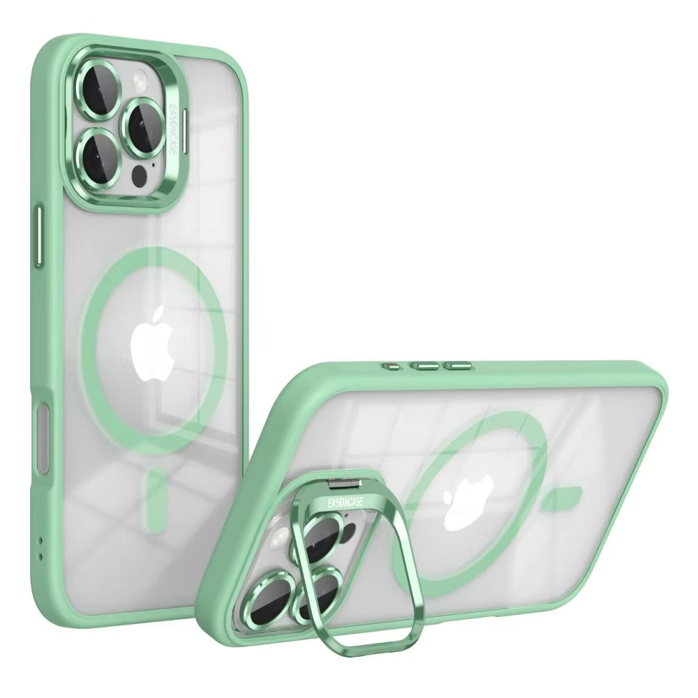 Premium Apple iPhone Case MagSafe Compatible, Camera Lens & Screen Protection, Cover with Transparent Stand & Lens Film