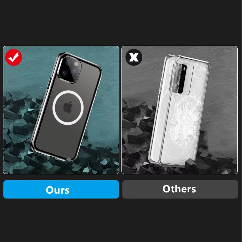 Premium Apple iPhone Case MagSafe Compatible, Magnetic Full All Around Protection Cover with 360 Metal Glass Alloy Shield