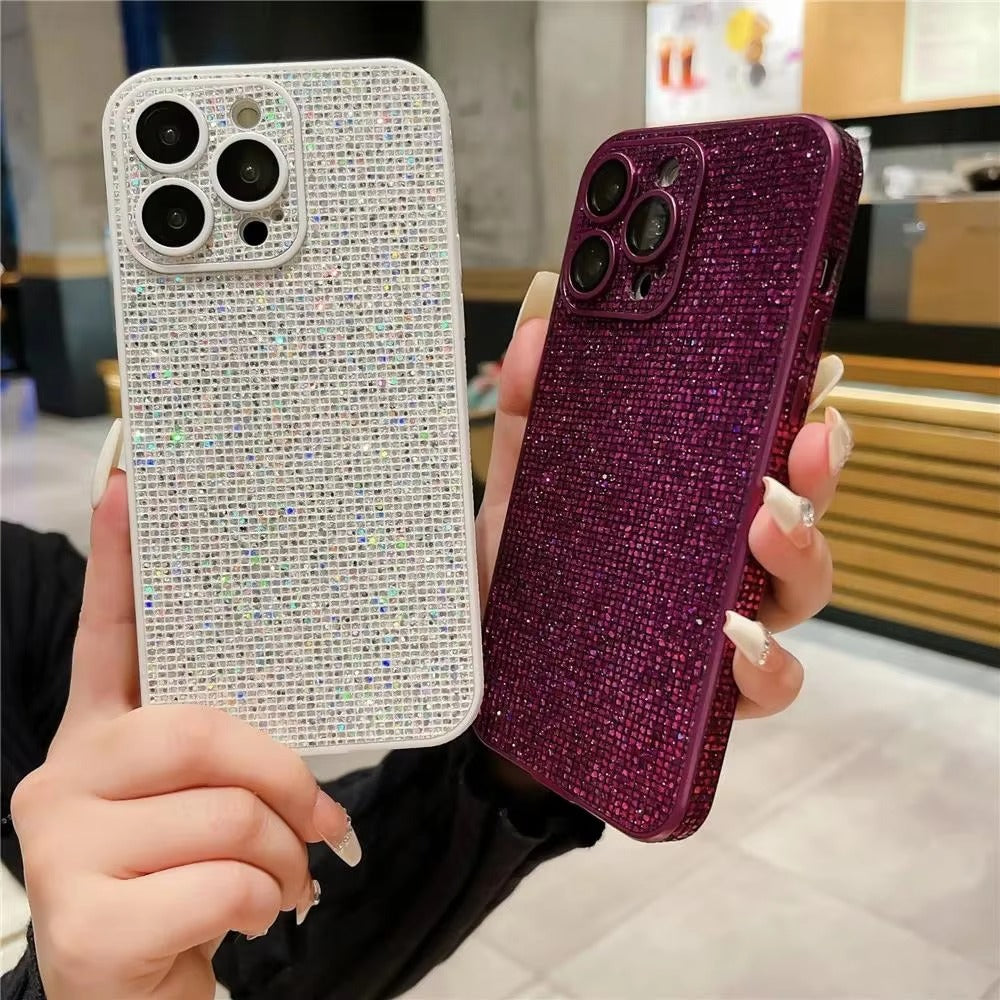 Luxury Apple iPhone Case, MagSafe Compatible, Camera Lens & Screen Protection, Ultra Thin, Shockproof, Magnetic Full All Around Cover – Glitter Diamond Rhinestone Case with Lens Guard for Stylish Bling Protection