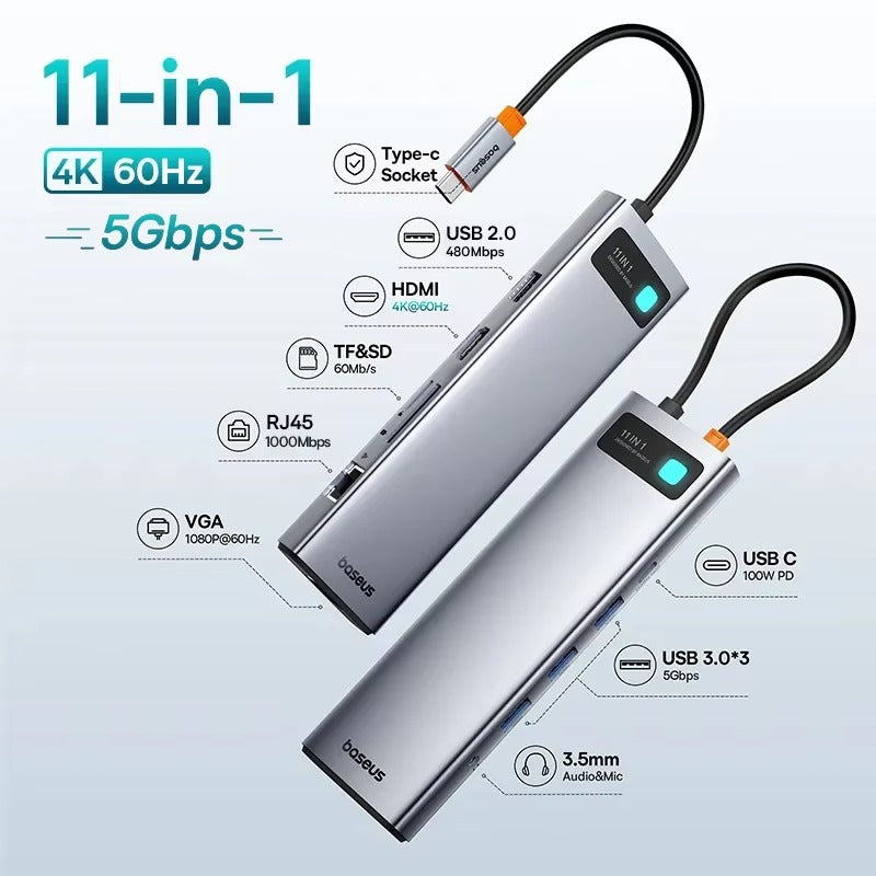 High Quality USB-C Hub Adapter – Type-C to HDMI, USB 3.1, 10Gbps, RJ45 Ethernet,  Laptop, Tablet, USB-C Devices