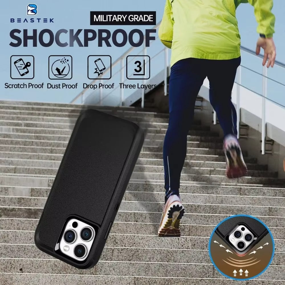 High Quality Apple iPhone Case, MagSafe Compatible, Camera Lens & Screen Protection, Ultra Thin, Shockproof, Magnetic Full All Around Cover – 3-in-1 Rugged Armor Case with Belt Clip & Dual-Layer PC+TPU Protection