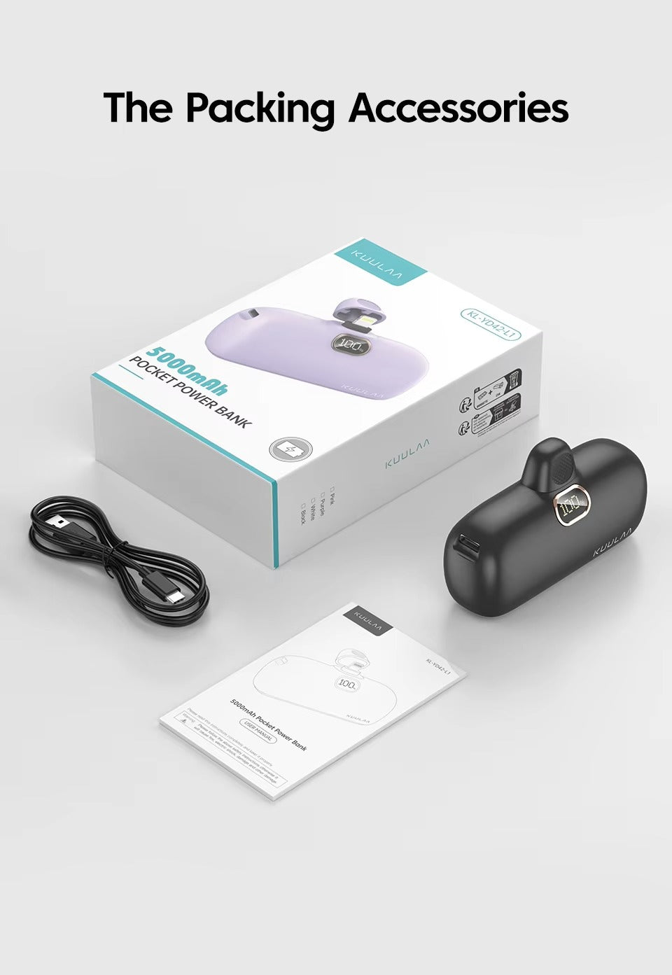 Premium, 5000mAh Mini Power Bank – Fast Charging, Portable External Battery Charger for iPhone, Android, USB-C Devices