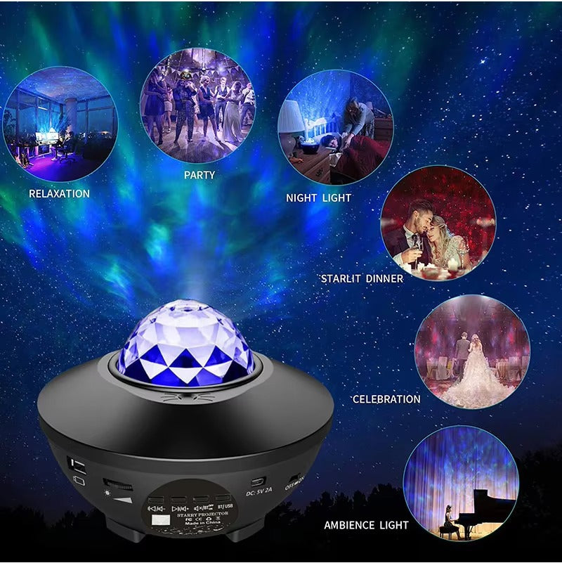 Premium Galaxy Star Projector with Ocean Wave Light, Bluetooth Music Speaker Night Lamp for Bedroom Decor, Party Ambience, 