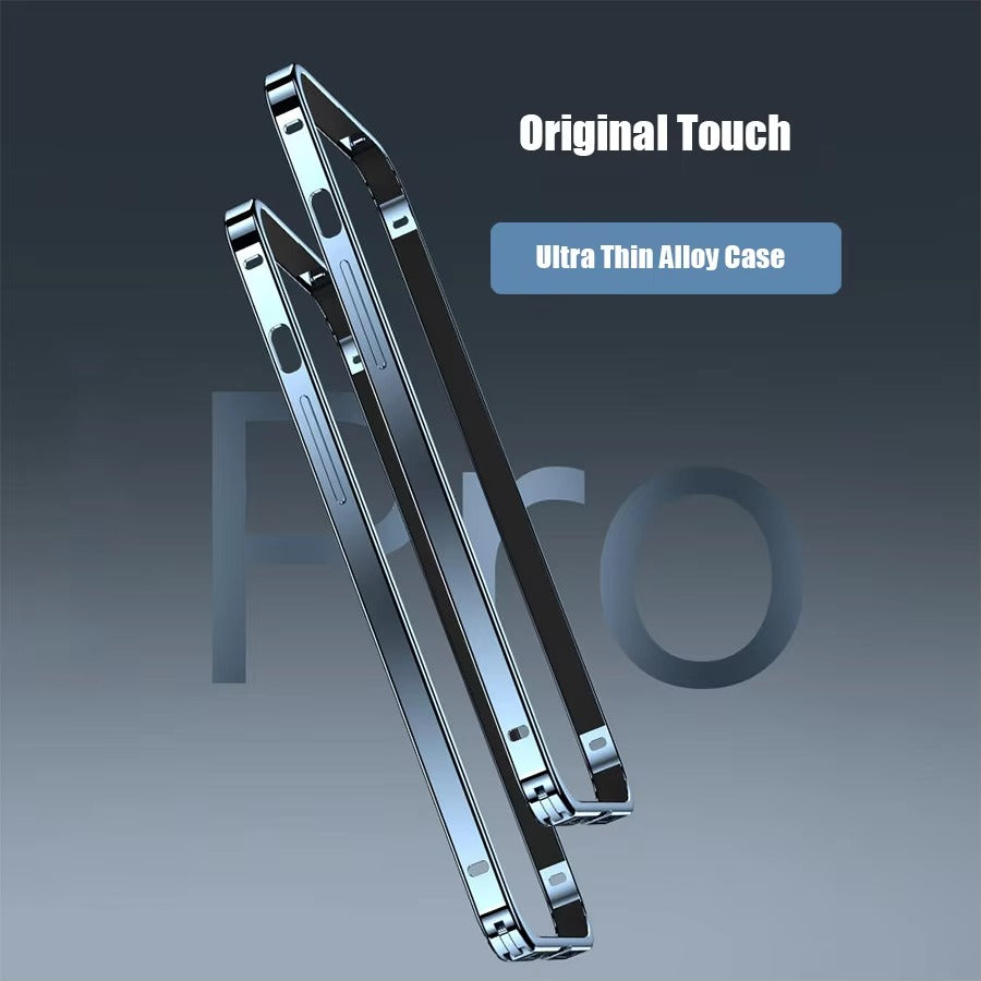 Luxury Apple iPhone Case, MagSafe Compatible, Camera Lens & Screen Protection, Ultra Thin, Shockproof, Magnetic Full All Around Cover – Lightweight Aluminum Metal Frame Bumper Case with Thin Alloy Back Protection