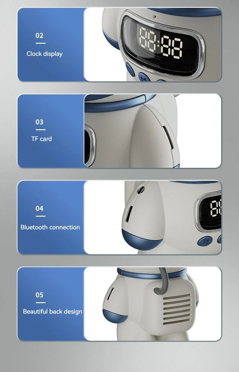 Premium Bluetooth Speaker with Smart Alarm Clock for iPhone – Astronaut Design with FM Radio, Custom Night Light