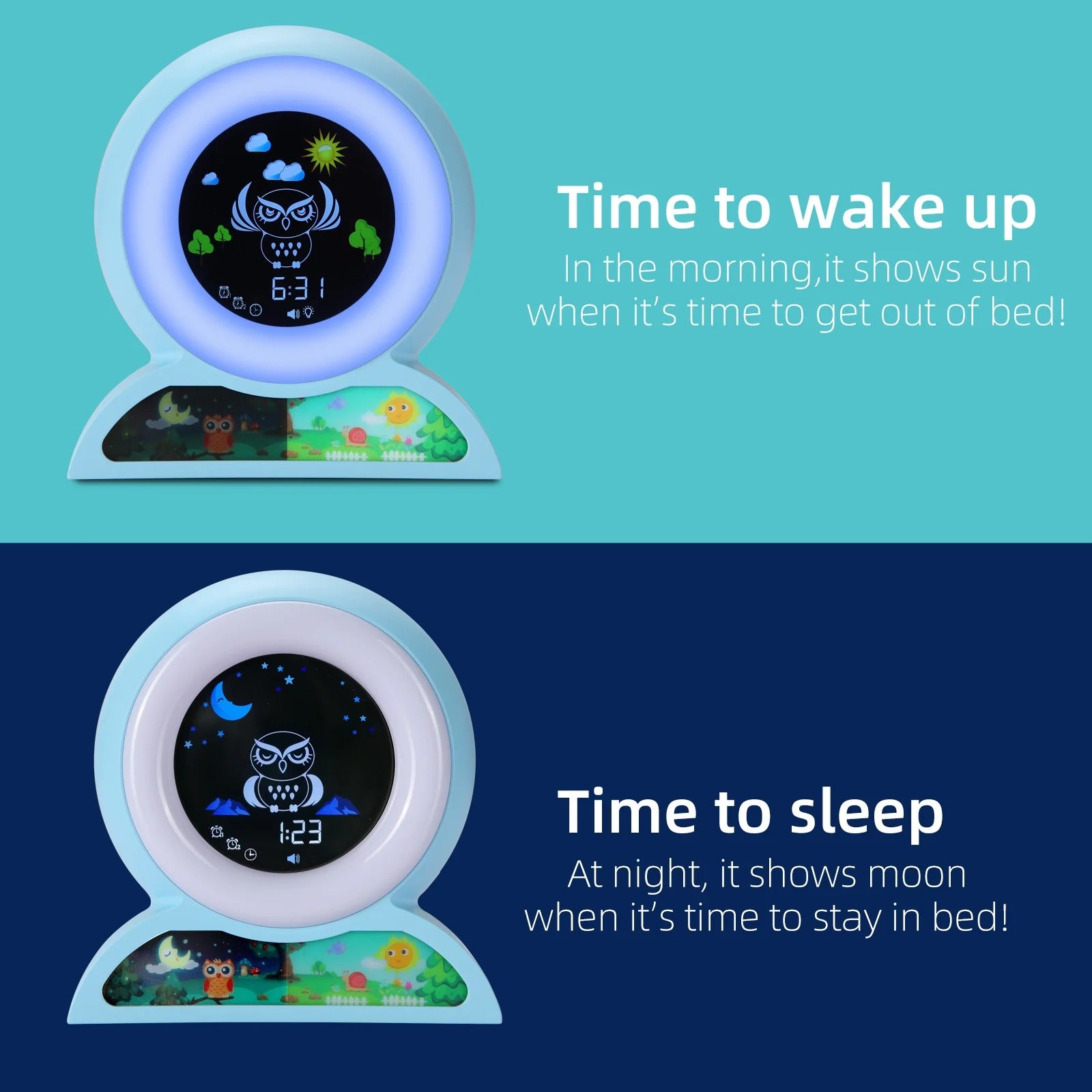 Premium Kids Sleep Training Alarm Clock – Cute Animal Digital Wake Up Night Light with Snooze, Color Changing, Music, Temperature Display