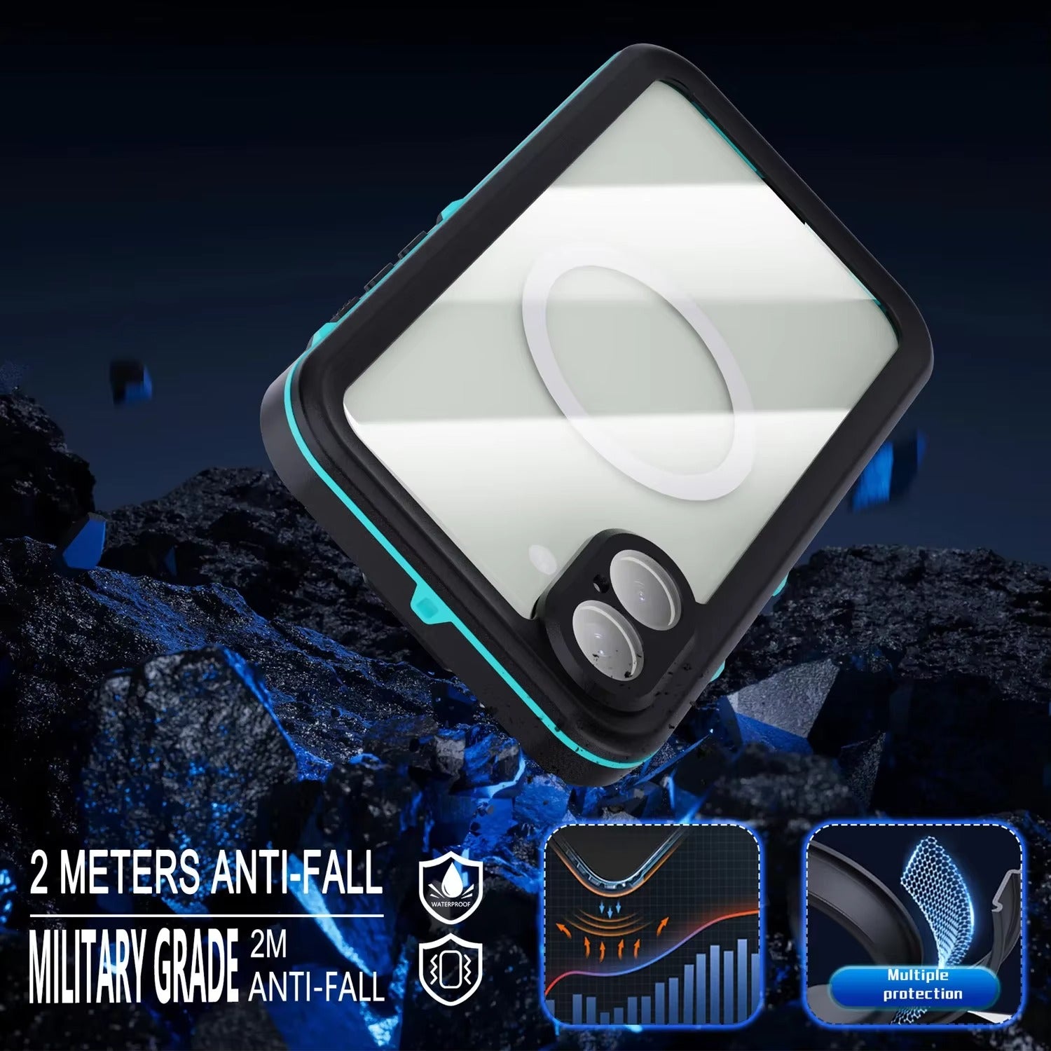 High Quality Waterproof Apple iPhone Case, MagSafe Compatible, Ultra Thin Magnetic with IP68 Dustproof Seal and Screen Guard