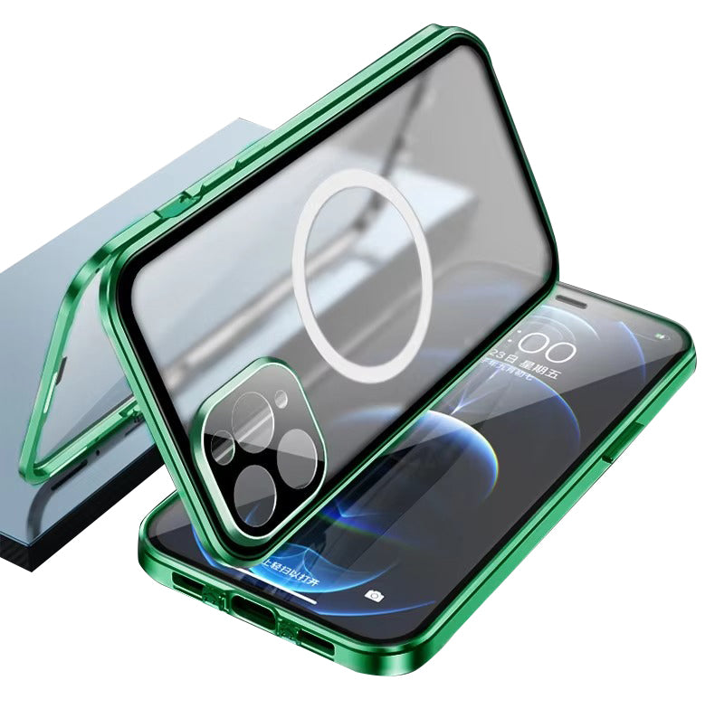Premium Apple iPhone Case, MagSafe Compatible, Camera Lens & Screen Protection, Ultra Thin, Shockproof, Magnetic Full All Around Cover – 360° Metal Frame Case with Aluminum Alloy & Full Screen Protection