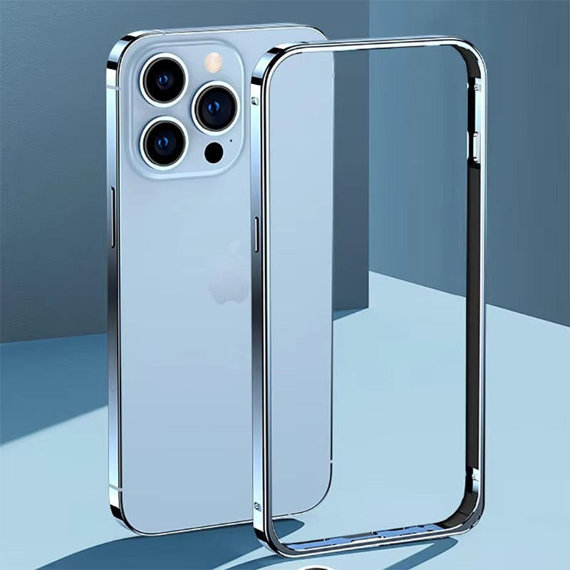 Luxury Apple iPhone Case, MagSafe Compatible, Camera Lens & Screen Protection, Ultra Thin, Shockproof, Magnetic Full All Around Cover – Lightweight Aluminum Metal Frame Bumper Case with Thin Alloy Back Protection