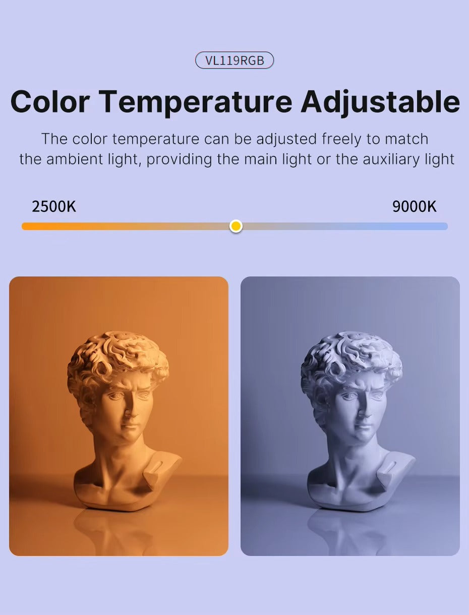 High Quality, Handheld RGB Light Wand – 19.7" LED Stick with Adjustable 2500K–9000K Color, CRI 95+, Apple iPhone and Cameras