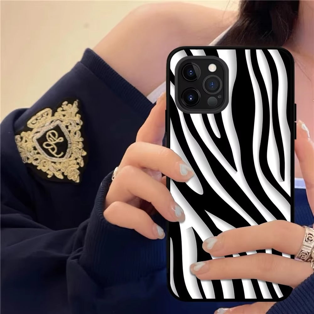 Luxury Zebra Print Apple iPhone Case, MagSafe Compatible, Ultra Thin Magnetic Shockproof Full Protection Cover with Screen Guard and Animal Pattern Style Shell