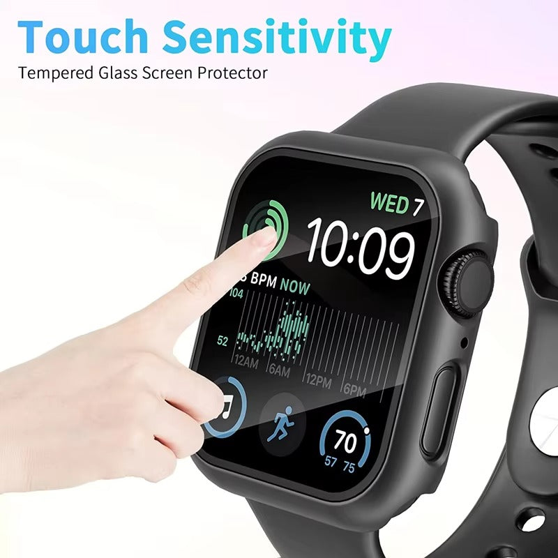 Premium Glass Screen Protector with Case Cover – Full Coverage Shockproof Protective Shell for 38mm to 45mm Smartwatch