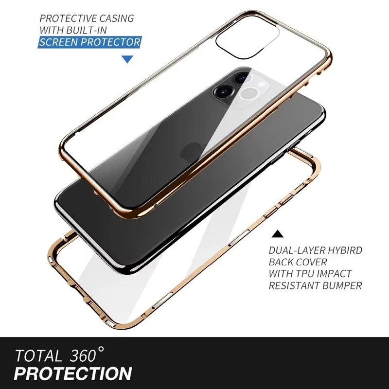 Premium Apple iPhone Case Compatible, Camera Lens & Screen Protection, Ultra Thin Magnetic Full All Around Protection Cover 