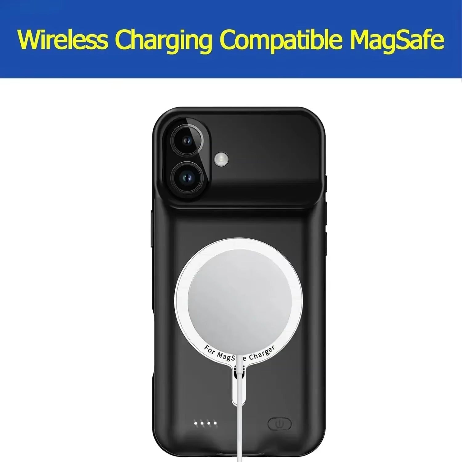 Premium Apple iPhone Case MagSafe Compatible, Camera Lens & Screen Protection, Ultra Thin Shockproof Magnetic Full All Around Protection Cover with 10000mAh Wireless Charger