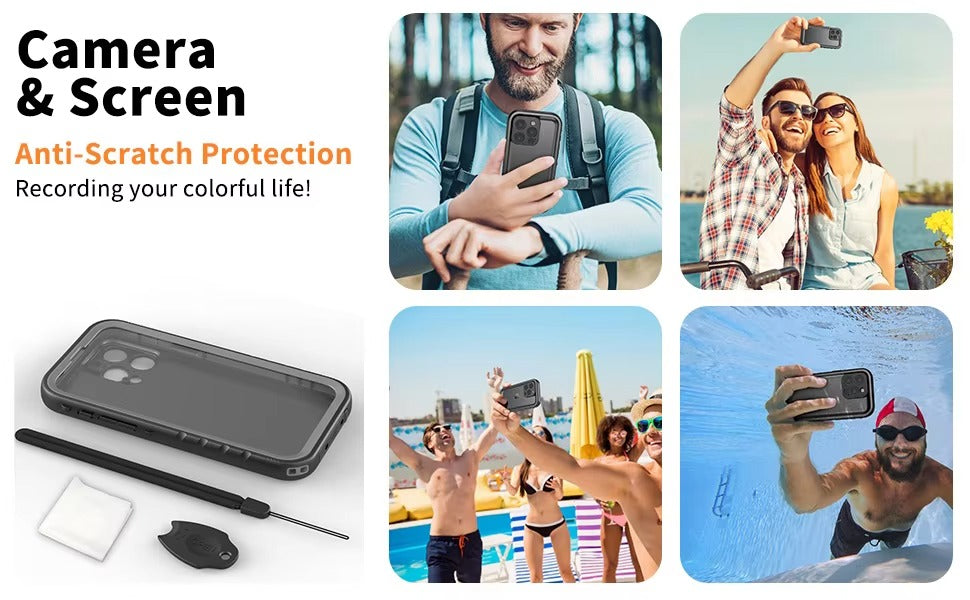 Premium Apple iPhone Case MagSafe Compatible, Camera Lens & Screen Protection, Ultra Thin Shockproof Magnetic Full All Around Protection Cover with Waterproof Strap for Diving