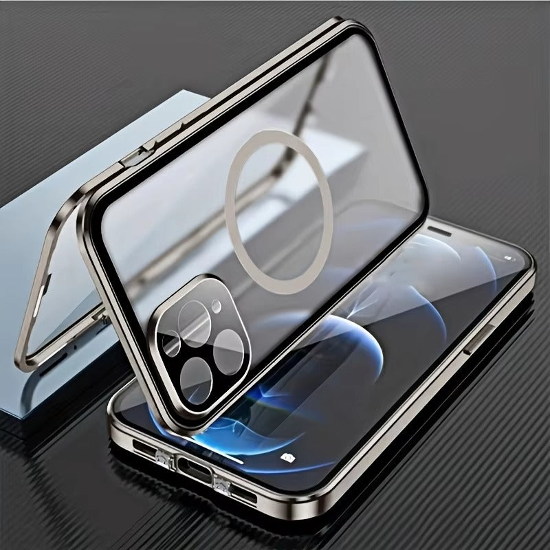 Premium Apple iPhone Case, MagSafe Compatible, Camera Lens & Screen Protection, Ultra Thin, Shockproof, Magnetic Full All Around Cover – 360° Metal Frame Case with Aluminum Alloy & Full Screen Protection