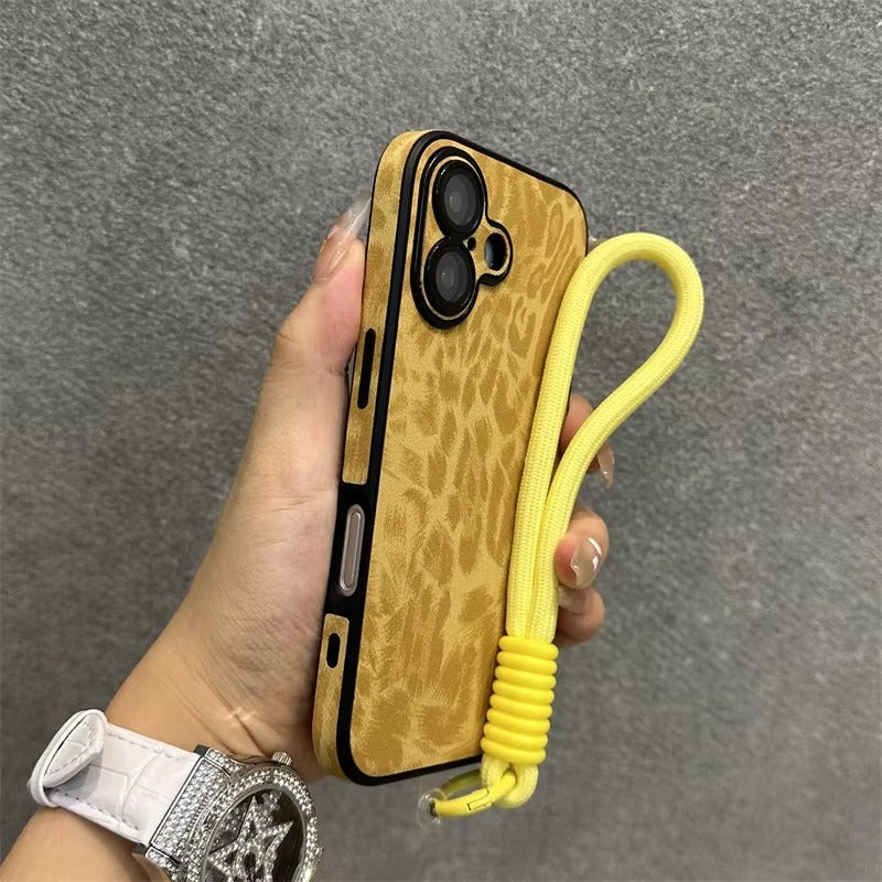 Luxury Apple iPhone Case MagSafe Compatible, Camera Lens & Screen Protection, Ultra Thin Shockproof Magnetic Full All Around Protection Cover with Wrist Strap & Leopard Design