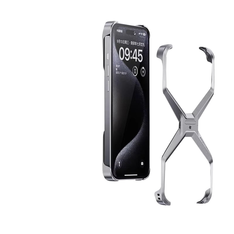 Luxury Apple iPhone Case, MagSafe Compatible, Camera Lens & Screen Protection, Ultra Thin, Shockproof, Magnetic Full All Around Cover – Rimless Aluminum X-Frame Case with Heat Dissipation & Removable Armor Design