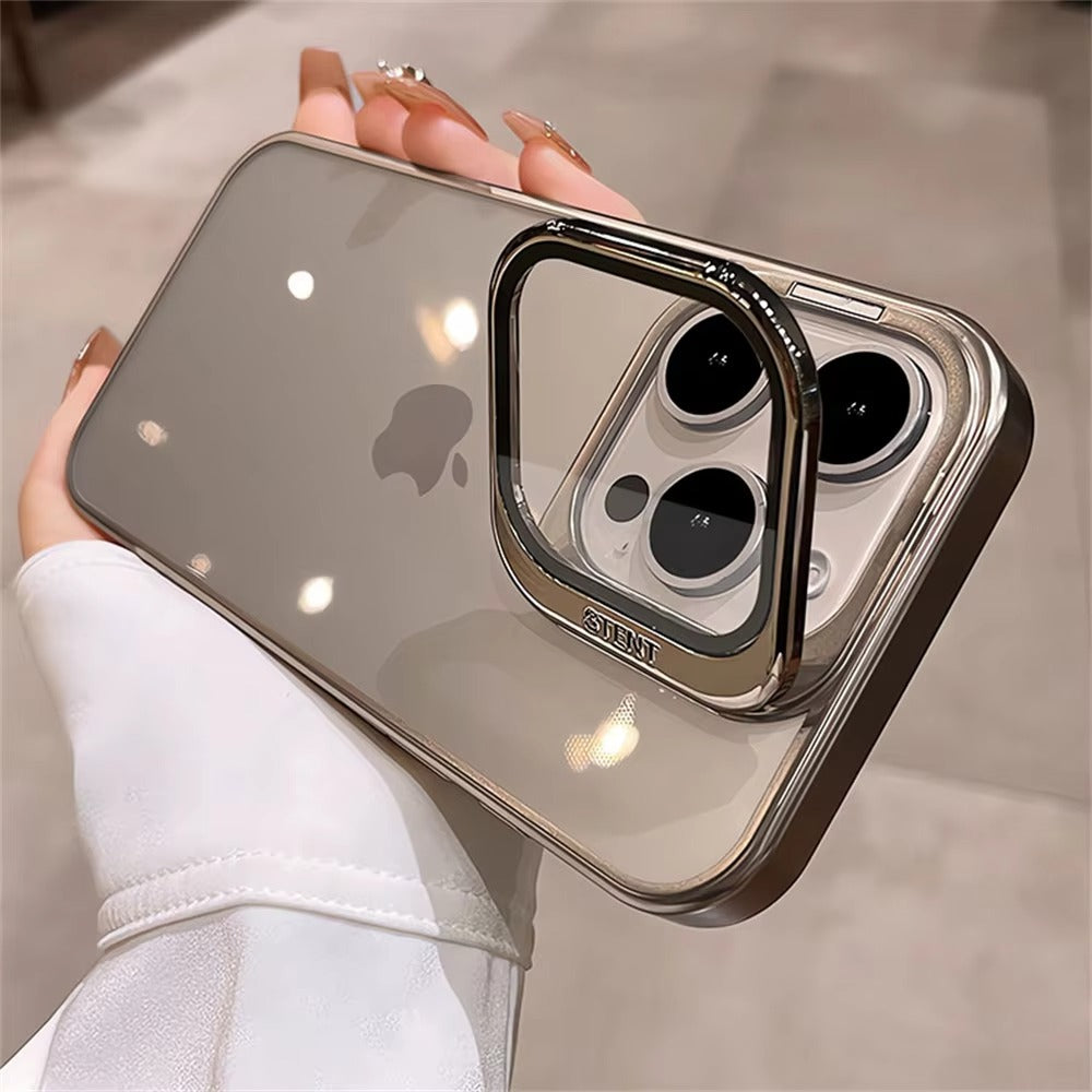Luxury Apple iPhone Case, Ultra Thin Shockproof Magnetic Full All Around Protection Cover with Plating Stand & Hard Shell