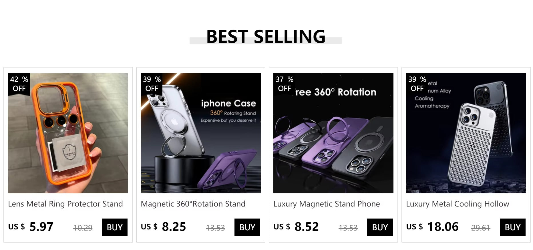 High Quality Apple iPhone Case MagSafe Compatible, Camera Lens & Screen Protection,  Cover with Aluminum Stand & Metal Lens