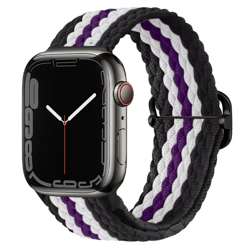 Premium Nylon Braided Solo Loop for Apple Watch – Adjustable Elastic Strap, Breathable Band for 40mm to 46mm Apple 