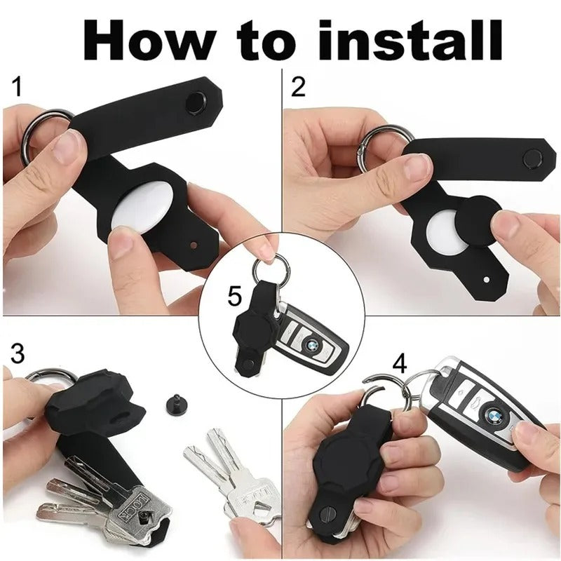 Waterproof Silicone Keychain Case for Apple AirTag – Anti-Lost Key Organizer with Screwdriver, Lightweight & Durable, Fits Up to 7 Keys