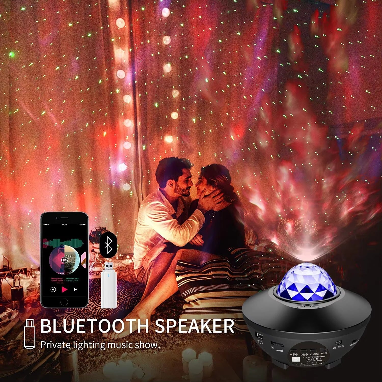 Premium Galaxy Star Projector with Ocean Wave Light, Bluetooth Music Speaker Night Lamp for Bedroom Decor, Party Ambience, 