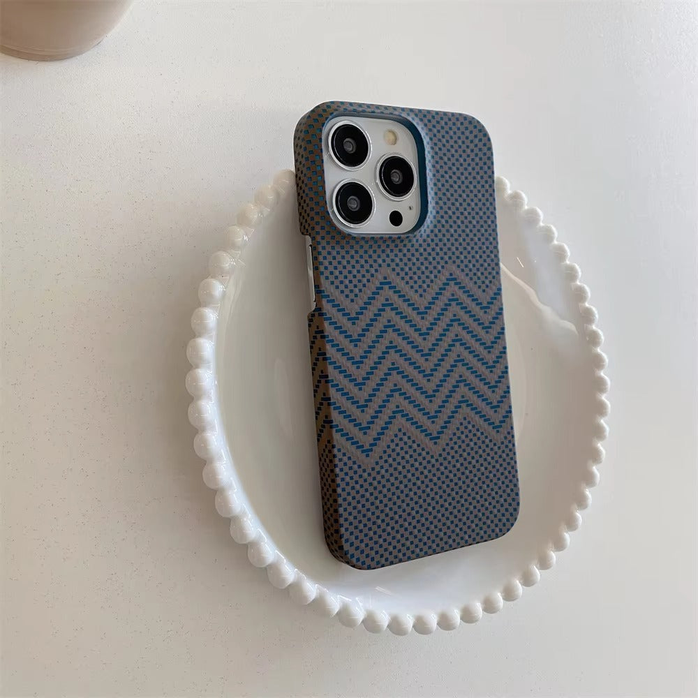 High Quality Apple iPhone Case, MagSafe Compatible, Camera Lens & Screen Protection, Ultra Thin, Shockproof, Magnetic Full All Around Cover – Business Carbon Fiber Pattern Case with Frameless Hard Armor Plastic Design