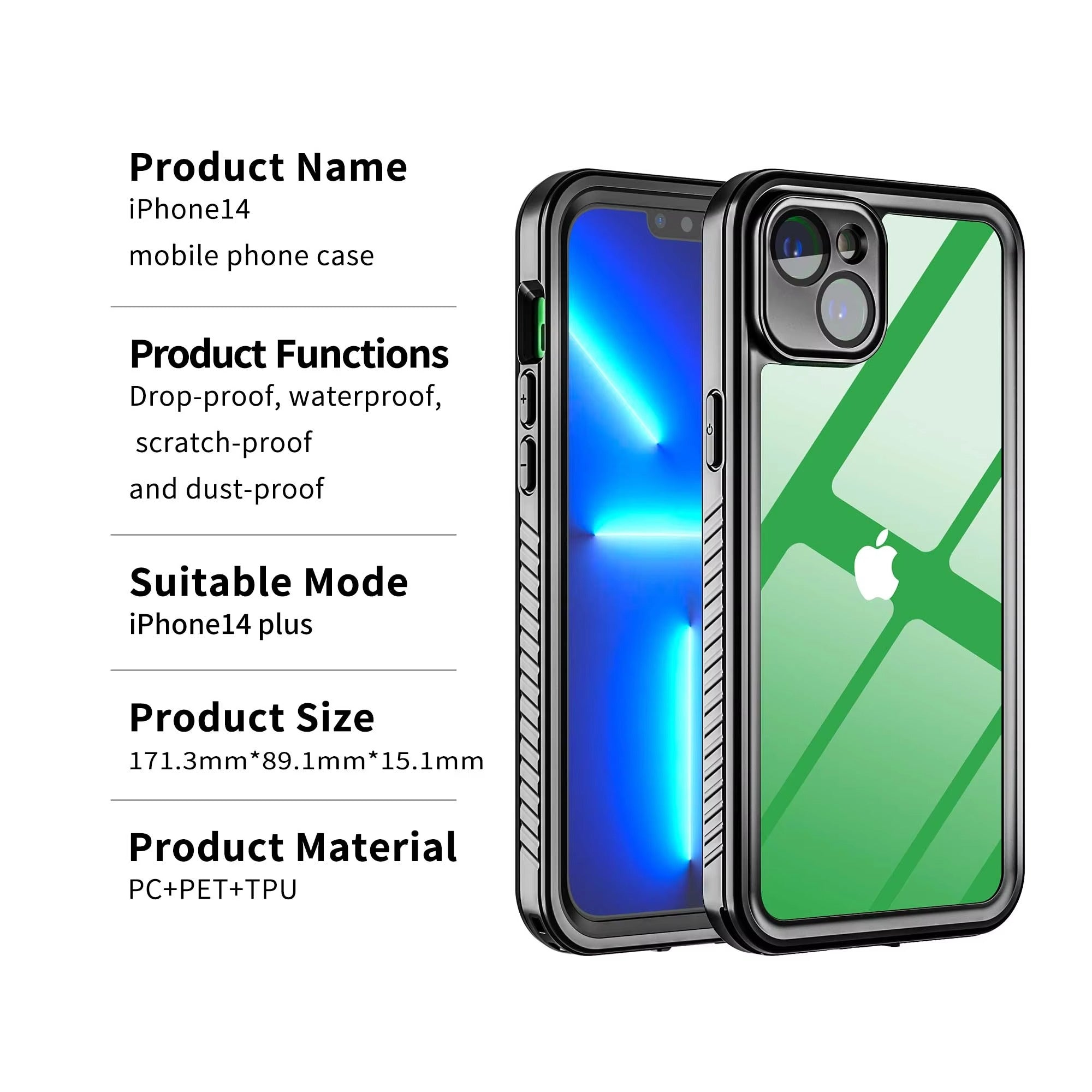 High Quality Apple iPhone Case MagSafe Compatible, Camera Lens & Screen Protection, Cover with IP68 360 Waterproof Shield