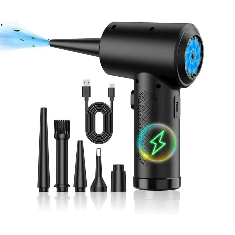 Powerful, Cordless, Compressed Air Duster for Computer, Air Blower with LED Light, for PC, Keyboard, Crumbs, Laptop, Car, Cleaning, Reusable, Portable