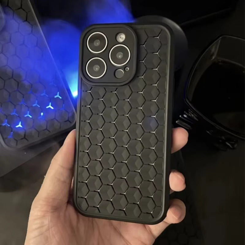 High Quality Apple iPhone Case, MagSafe Compatible, Camera Lens & Screen Protection, Ultra Thin, Shockproof, Magnetic Full All Around Cover – Mesh Honeycomb Silicone Case with Breathable Cooling & Heat Dissipation Design