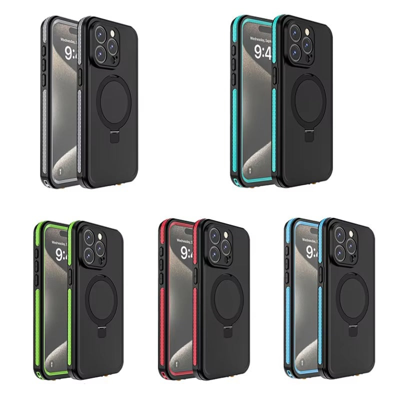 Robust Apple iPhone Case MagSafe Compatible, Camera Lens & Screen Protection,  Cover with IP68 Waterproof Stand Design