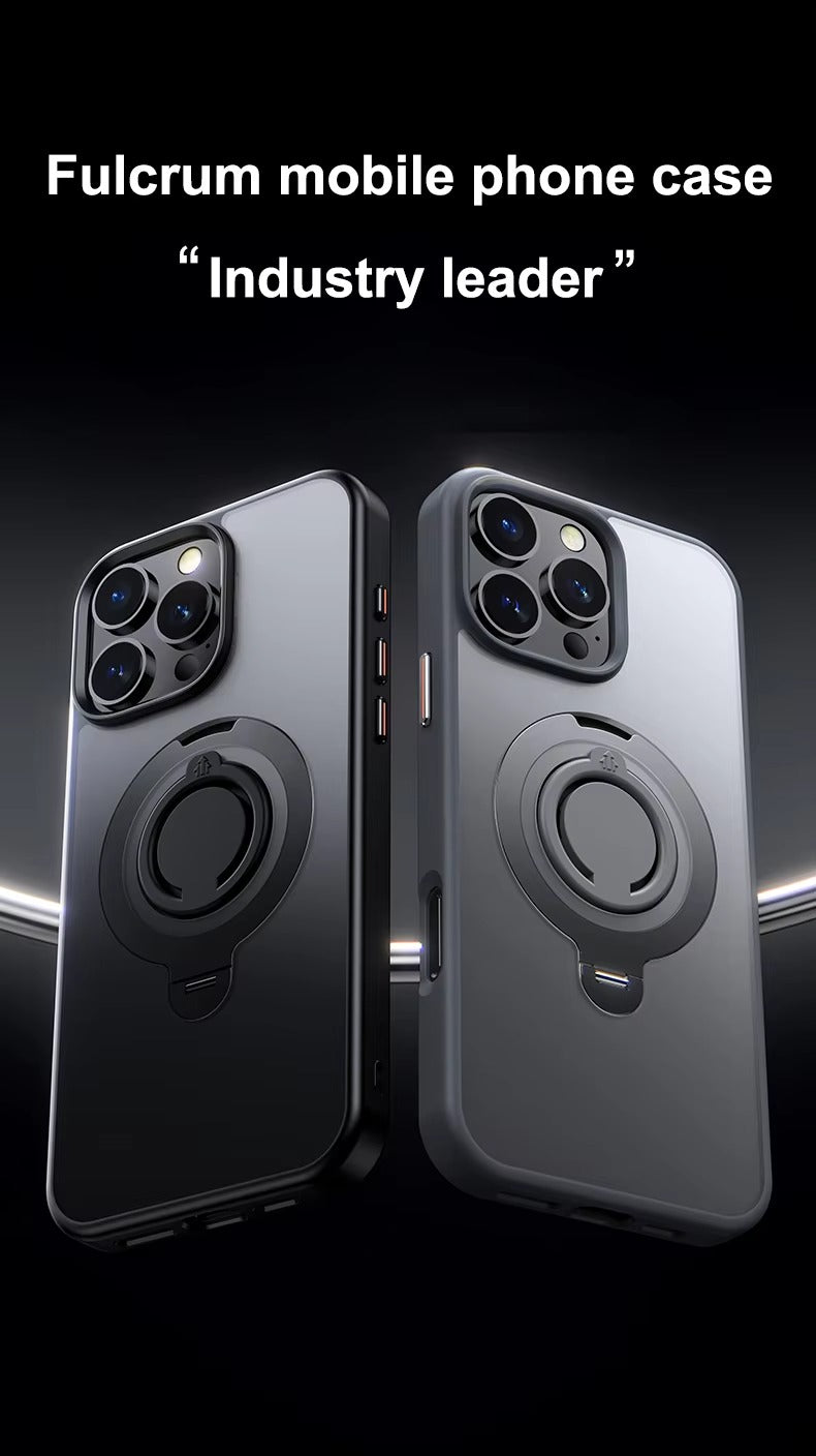 Luxury Apple iPhone Case MagSafe Compatible, Camera Lens & Screen Protection, Cover with 360° Ring Stand & Frosted Finish