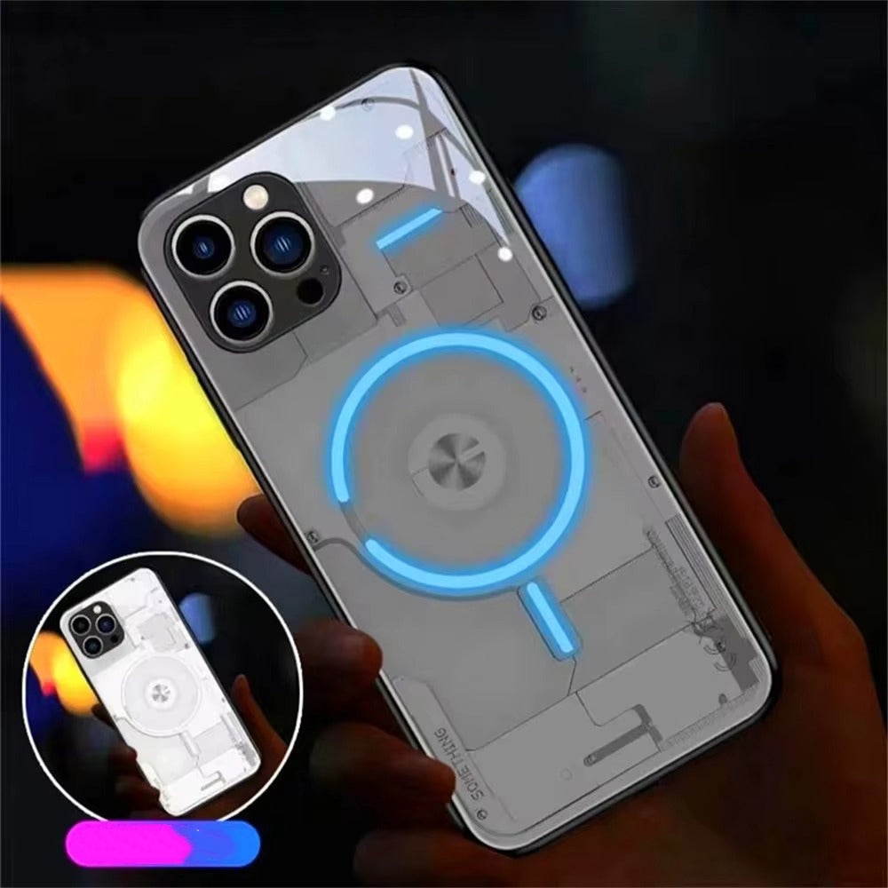 Premium Apple iPhone Case, MagSafe Compatible, Camera Lens and Screen Protection, Ultra Thin, Shockproof, Magnetic, Full All Around Protection, LED Call Flash Glass Cover