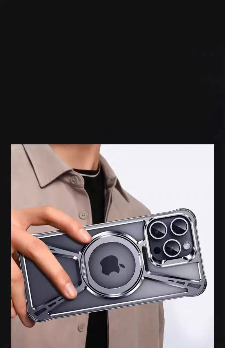 High Quality Apple iPhone Case, MagSafe Compatible, Camera Lens & Screen Protection, Ultra Thin, Shockproof, Magnetic Full All Around Cover – Aluminum Alloy Anti-Fall Case with Invisible Bracket & Metal Frame Design