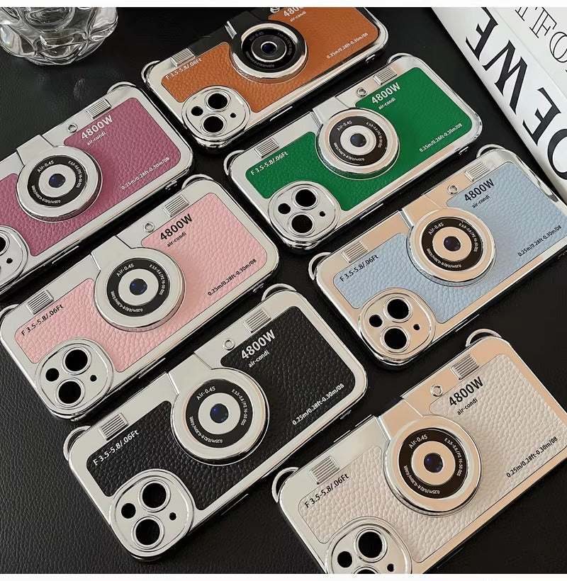 Premium Apple iPhone Case, MagSafe Compatible, Camera Lens & Screen Protection, Ultra Thin, Shockproof, Magnetic Full All Around Cover – Plated Camera Style Case with Lychee Texture & Anti-Fall Leather Rope