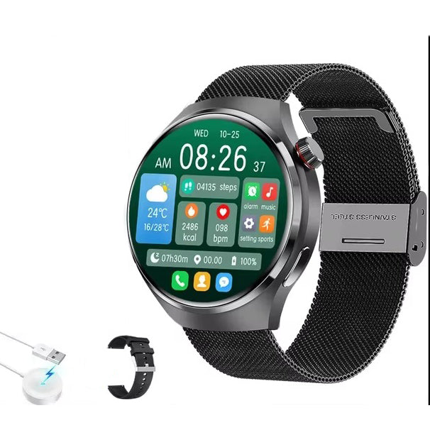 Premium AMOLED GPS Smart Watch – 1.46" HD Display, Bluetooth Calling, Fitness Tracker, IP68 Waterproof, Heart Rate & Sleep Monitor, NFC, Wireless Charging