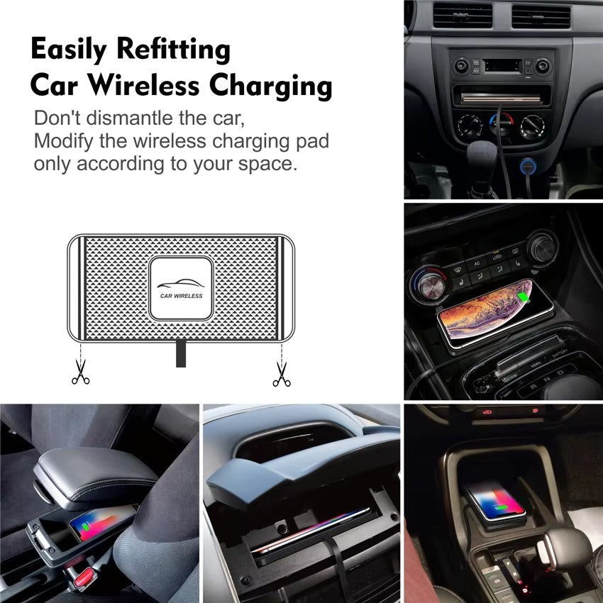 Premium, Wireless Car Charger, with Silicone, Anti-Slip Pad, Fast Charging, Cradle Dock, for iPhone, Smartphones, Car Dashboard