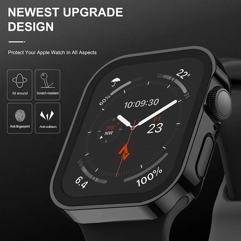 Premium Glass Screen Protector Case – Full Coverage, Straight Edge, Snap-On Protective Cover for 40mm to 49mm Smartwatches