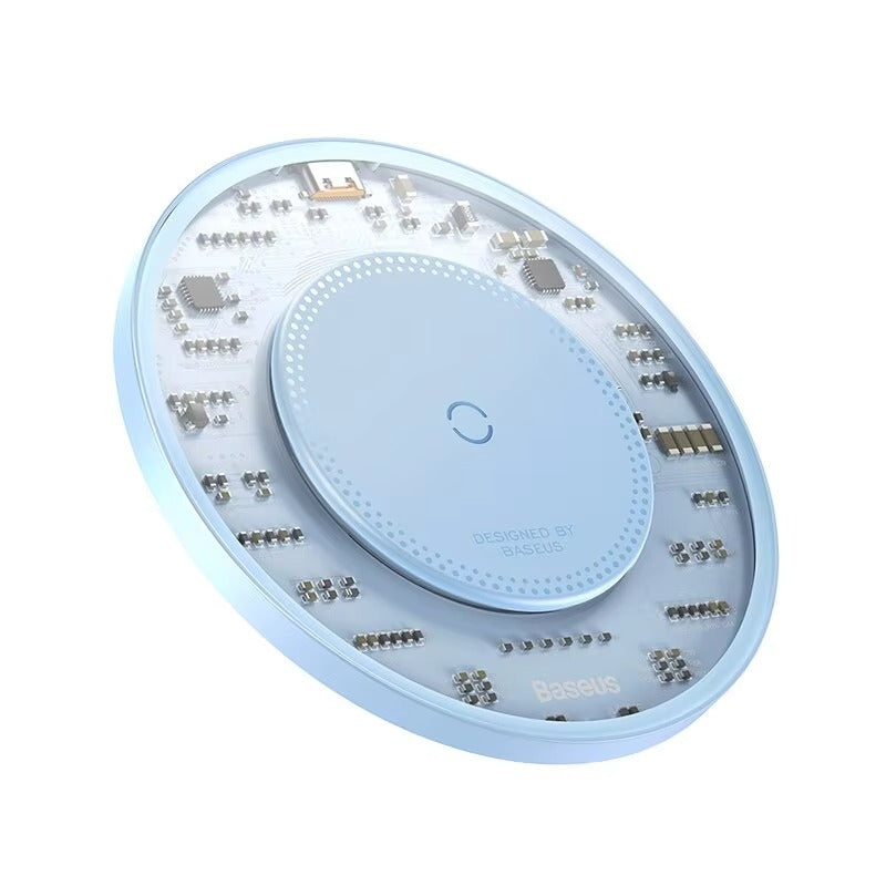 Premium 15W Wireless Charger Pad – Fast Qi Charging for iPhone, AirPods, Samsung, Xiaomi, LG, Clear Design, Type-C Cable, Charging Indicator